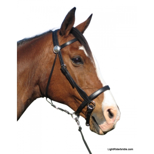 Black Comfort Padded Leather Side Pull Scawbrigg  Style Bitless Bridle Full Size 